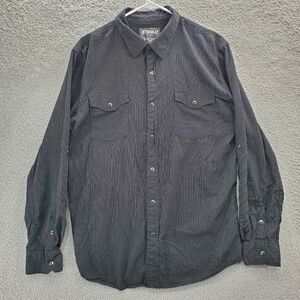 Skully Shirt Mens Large Black Snap Front White Stitch Long Sleeve